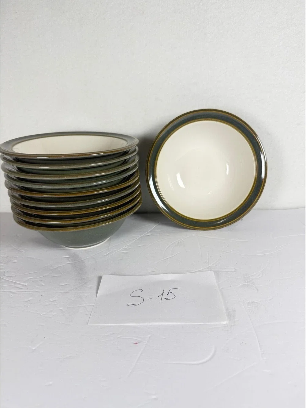 10 Dansk Sirocco Spruce Stoneware Bowls Set Green Cream Kitchenware S-15